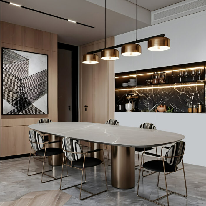 Bronza Marble Dining Set